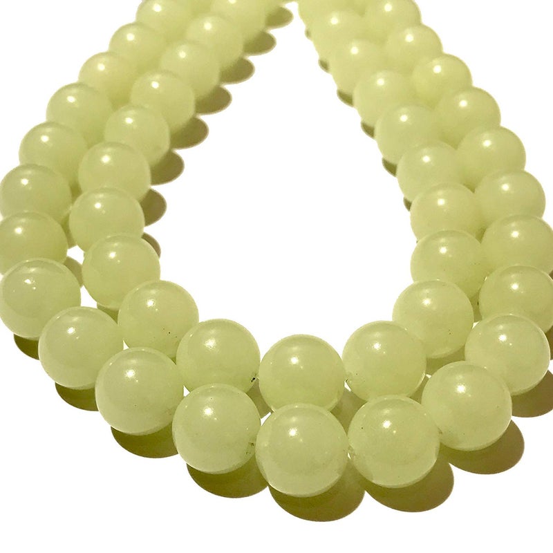 ABC GEMS USA ABCGEMS Glow-in-Dark Mexican Olive-Green Aragonite Beads (AKA Cave Calcite- Extremely Rare) Healing Crystal Chakra Energy Stone Ideal for Bracelet Necklace Ring DIY Jewelry Making Smooth Round 8mm - Image 2